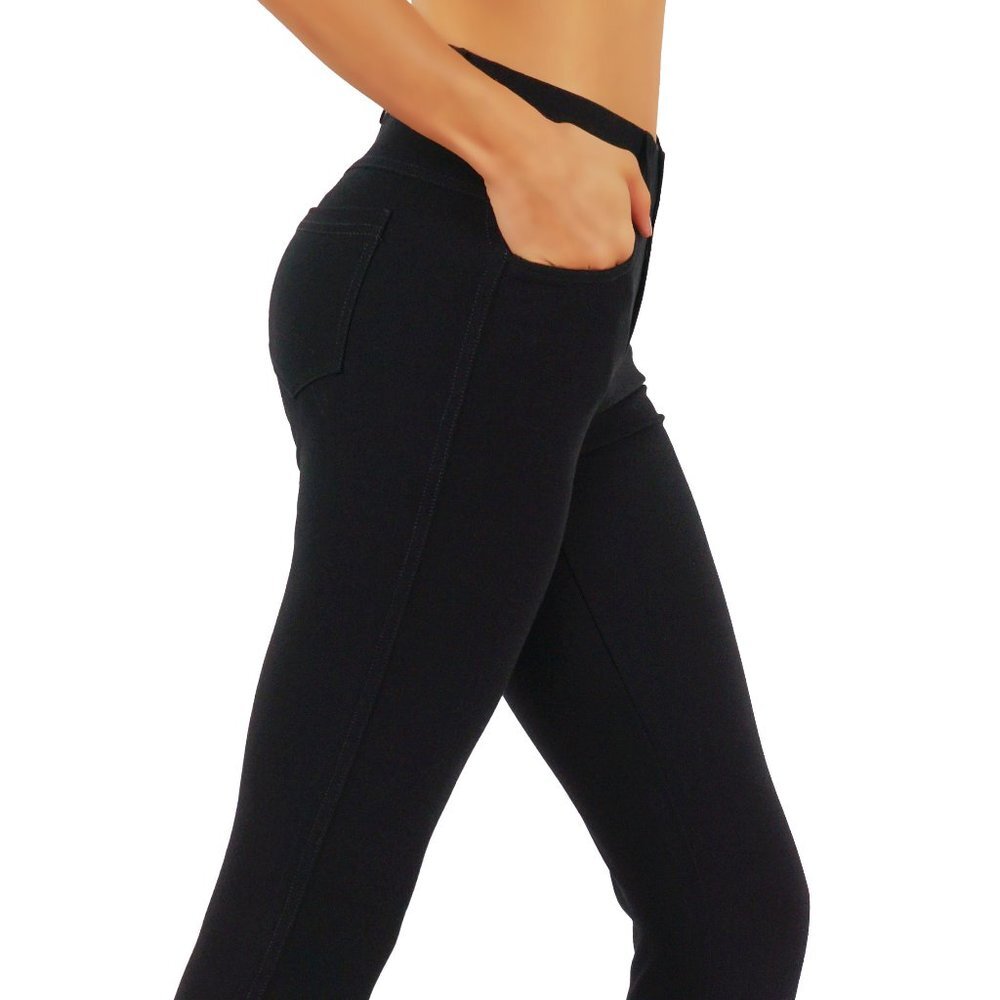 Ponte Knit Slim Fit Pants Pull-Up Style CF002 - Picture 2 of 7